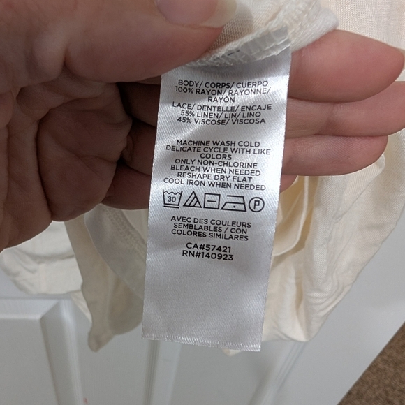 LOFT Plus Cream/Ivory Crochet Accent Short Sleeve Top in Size 20/22 - Picture 8 of 8